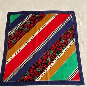 Oscar De La Renta Multicolor Geometric Print Silk Signed Scarf 31”x31”